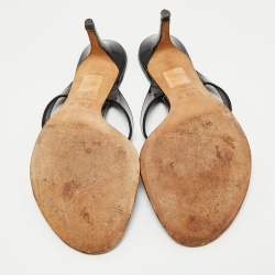 Pre Owned Christian Dior Black Patent Logo Bow Slides Size 41