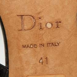 Pre Owned Christian Dior Black Patent Logo Bow Slides Size 41