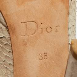 Pre Owned Dior Cream/Grey Suede and Python Leather Miss Dior Peep Toe Pumps Size 36
