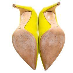 Dior Florescent Yellow Velvet Pointed Toe Pumps Size 37.5