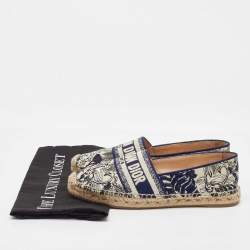 Pre Owned Dior Navy Blue Oblique Canvas Granville Espadrille Flats Size 39