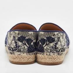 Pre Owned Dior Navy Blue Oblique Canvas Granville Espadrille Flats Size 39