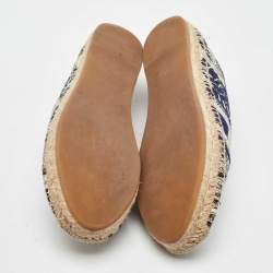 Pre Owned Dior Navy Blue Oblique Canvas Granville Espadrille Flats Size 39