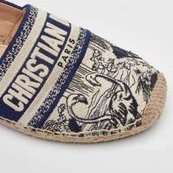 Pre Owned Dior Navy Blue Oblique Canvas Granville Espadrille Flats Size 39