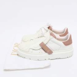 Pre Owned Dior White/Beige Leather and Rubber Dior ID Low Top Sneakers Size 38.5