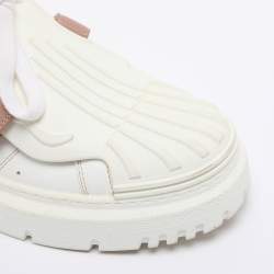 Pre Owned Dior White/Beige Leather and Rubber Dior ID Low Top Sneakers Size 38.5