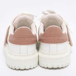 Pre Owned Dior White/Beige Leather and Rubber Dior ID Low Top Sneakers Size 38.5