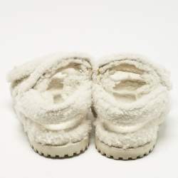 Pre Owned Dior White Shearling Dioraddict Slingback Sandals Size 40