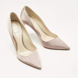 Pre Owned Dior Metallic Light Pink Fabric Acrylic Heel Pointed Toe Pumps Size 39.5
