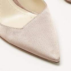 Pre Owned Dior Metallic Light Pink Fabric Acrylic Heel Pointed Toe Pumps Size 39.5