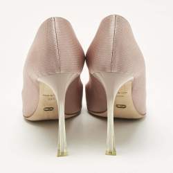 Pre Owned Dior Metallic Light Pink Fabric Acrylic Heel Pointed Toe Pumps Size 39.5