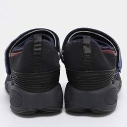 Pre Owned Dior Blue Fabric Embellished Fusion Sneakers Size 38.5