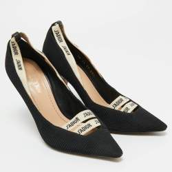 Pre Owned Dior Black Knit Fabric J'Adior Pumps Size 38.5