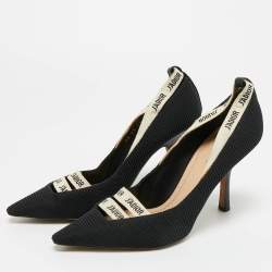 Pre Owned Dior Black Knit Fabric J'Adior Pumps Size 38.5