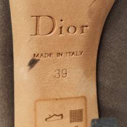 Pre Owned Dior Grey Satin Bow Embellished Platform Pumps Size 39