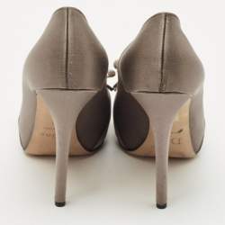 Pre Owned Dior Grey Satin Bow Embellished Platform Pumps Size 39
