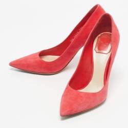 Pre Owned Dior Coral Pink Suede Pointed Toe Pumps Size 37.5