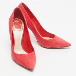 Pre Owned Dior Coral Pink Suede Pointed Toe Pumps Size 37.5