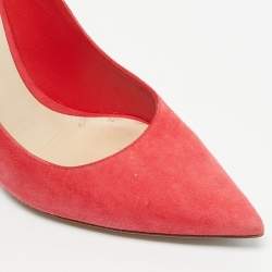 Pre Owned Dior Coral Pink Suede Pointed Toe Pumps Size 37.5
