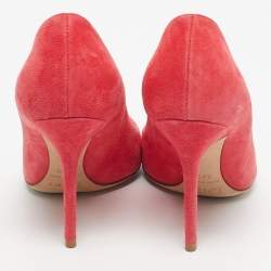 Pre Owned Dior Coral Pink Suede Pointed Toe Pumps Size 37.5