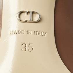 Pre Owned Dior Brown Leather Round Toe Pumps Size 35