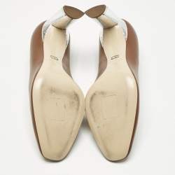 Pre Owned Dior Brown Leather Round Toe Pumps Size 35