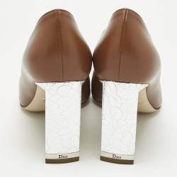 Pre Owned Dior Brown Leather Round Toe Pumps Size 35