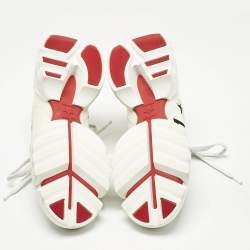 Pre Owned Dior White/Black Knit Fabric and PVC D-Connect Low Top Sneakers Size 36.5