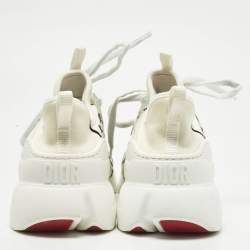 Pre Owned Dior White/Black Knit Fabric and PVC D-Connect Low Top Sneakers Size 36.5