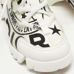 Pre Owned Dior White/Black Knit Fabric and PVC D-Connect Low Top Sneakers Size 36.5
