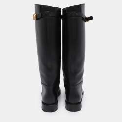 Pre Owned Dior Black Leather 30 Montaigne Knee Length Boots Size 36