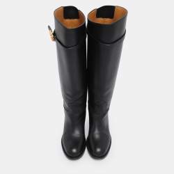 Pre Owned Dior Black Leather 30 Montaigne Knee Length Boots Size 36