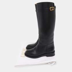 Pre Owned Dior Black Leather 30 Montaigne Knee Length Boots Size 36