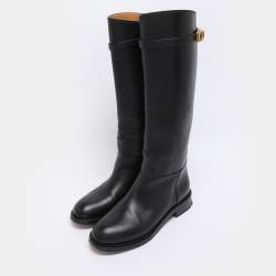Pre Owned Dior Black Leather 30 Montaigne Knee Length Boots Size 36