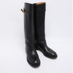 Pre Owned Dior Black Leather 30 Montaigne Knee Length Boots Size 36