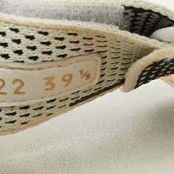 Pre Owned Dior Cream/Black Canvas DiorAct Sandals Size 39.5