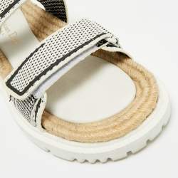 Pre Owned Dior Cream/Black Canvas DiorAct Sandals Size 39.5