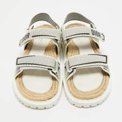 Pre Owned Dior Cream/Black Canvas DiorAct Sandals Size 39.5