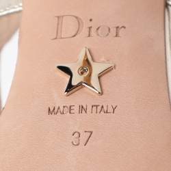 Pre Owned Dior Gold Leather D-Frame Slingback Sandals Size 37