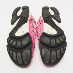 Pre Owned Dior Pink Mesh Crystal Embellished Fusion Sneakers Size 39