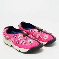 Pre Owned Dior Pink Mesh Crystal Embellished Fusion Sneakers Size 39