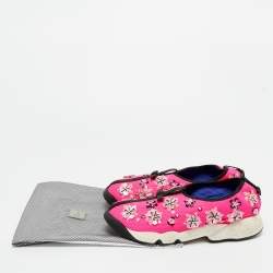 Pre Owned Dior Pink Mesh Crystal Embellished Fusion Sneakers Size 39