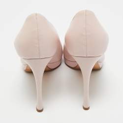 Pre Owned Dior Light Pink Leather Diorella Peep Toe Platform Pumps Size 39