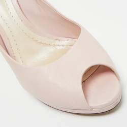 Pre Owned Dior Light Pink Leather Diorella Peep Toe Platform Pumps Size 39