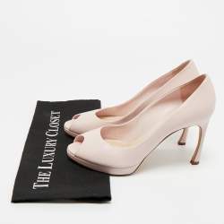 Pre Owned Dior Light Pink Leather Diorella Peep Toe Platform Pumps Size 39