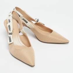 مملوكة مسبقًا حذاء كعب عالي ديور قماش فني جادور أسود بمقدمة مدببة حزام على الكاحل مقاس 39