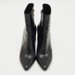 Pre Owned Dior Black Leather Clear Block Heel Mid Calf Boots Size 40