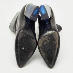 Pre Owned Dior Black Leather Clear Block Heel Mid Calf Boots Size 40