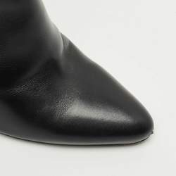 Pre Owned Dior Black Leather Clear Block Heel Mid Calf Boots Size 40