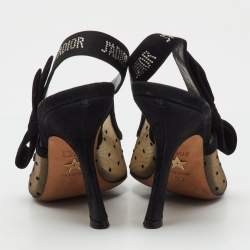 Pre Owned Dior Black Mesh and Suede J'Adior Slingback Pumps Size 38